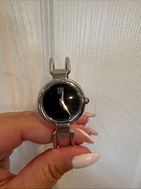 Movado ESQ Silver Bracelet Watch with Black Dial